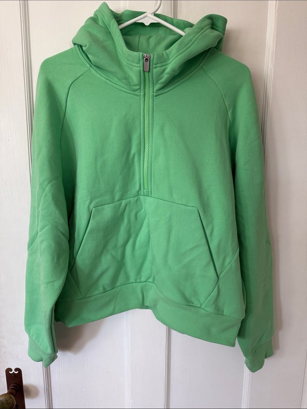 Athleta Easy Fleece 1/2 Zip Hoodie, NWT, Large, bright green
